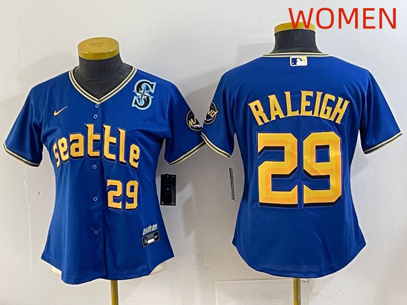 Women 2025 Seattle Mariners 29 Raleigh Blue City Edition Nike MLB Jersey style 6